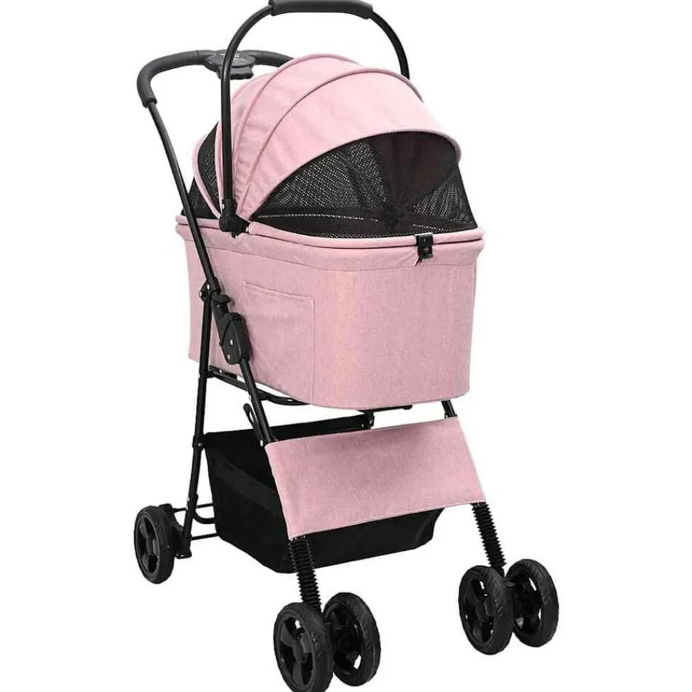 Huisdierbenodigdheden*vidaXL Opvouwbare Huisdierenwagen 81 x 47 x 99 cm Polyester Roze