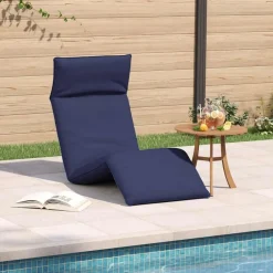 Tuinmeubelen*vidaXL Opvouwbare ligstoel 175x54x8,5 cm Oxfordstof Marineblauw
