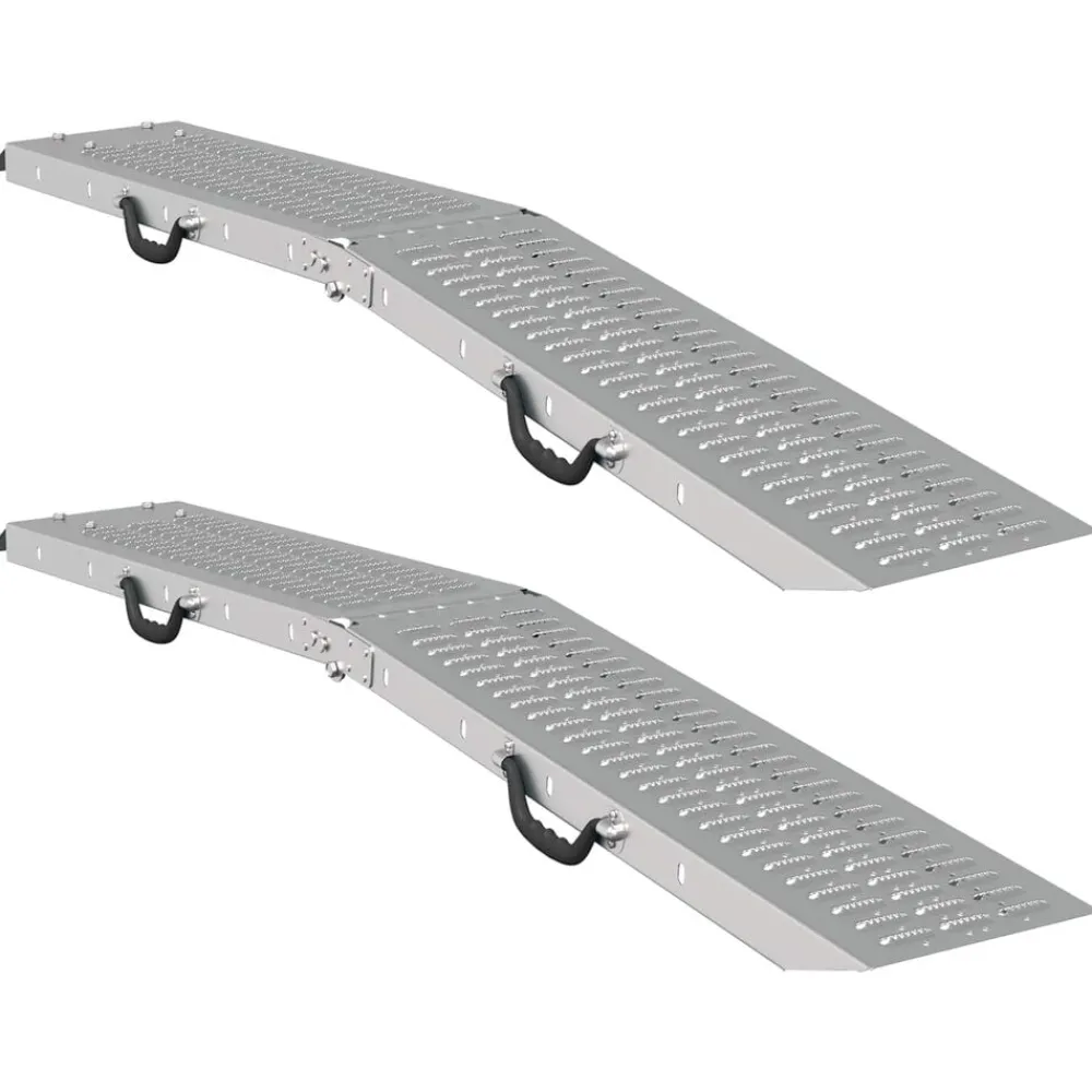 Voertuigonderdelen & -Accessoires*vidaXL Opvouwbare oprijplaat 200kg per oprijplaat 2 pcs Zilver