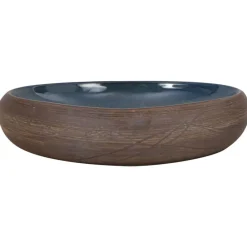 Sanitair & Loodgietersbenodigdheden*vidaXL Opzetwasbak ovaal 59x40x15 cm keramiek Bruin en blauw