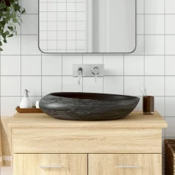 Opzetwasbak ovaal 59x40x14 cm keramiek>vidaXL Clearance