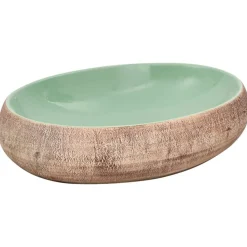 Sanitair & Loodgietersbenodigdheden*vidaXL Opzetwasbak ovaal 59x40x15 cm keramiek Groen en bruin