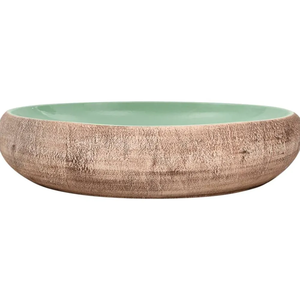 Sanitair & Loodgietersbenodigdheden*vidaXL Opzetwasbak ovaal 59x40x15 cm keramiek Groen en bruin