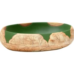 Sanitair & Loodgietersbenodigdheden*vidaXL Opzetwasbak ovaal 59x40x15 cm keramiek groen en bruin Bruin en groen