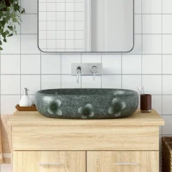 Sanitair & Loodgietersbenodigdheden*vidaXL Opzetwasbak ovaal 59x40x14 cm keramiek Blauw