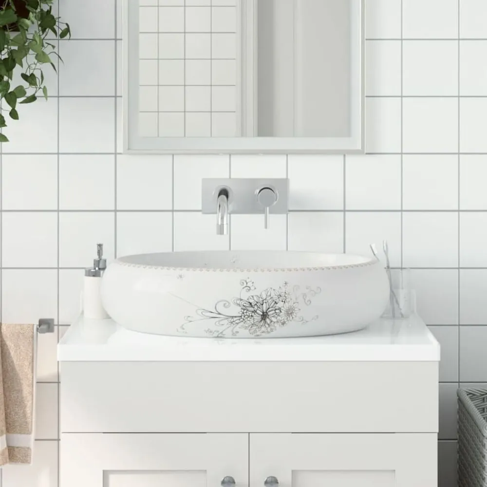 Sanitair & Loodgietersbenodigdheden*vidaXL Opzetwasbak ovaal 59x40x15 cm keramiek Wit
