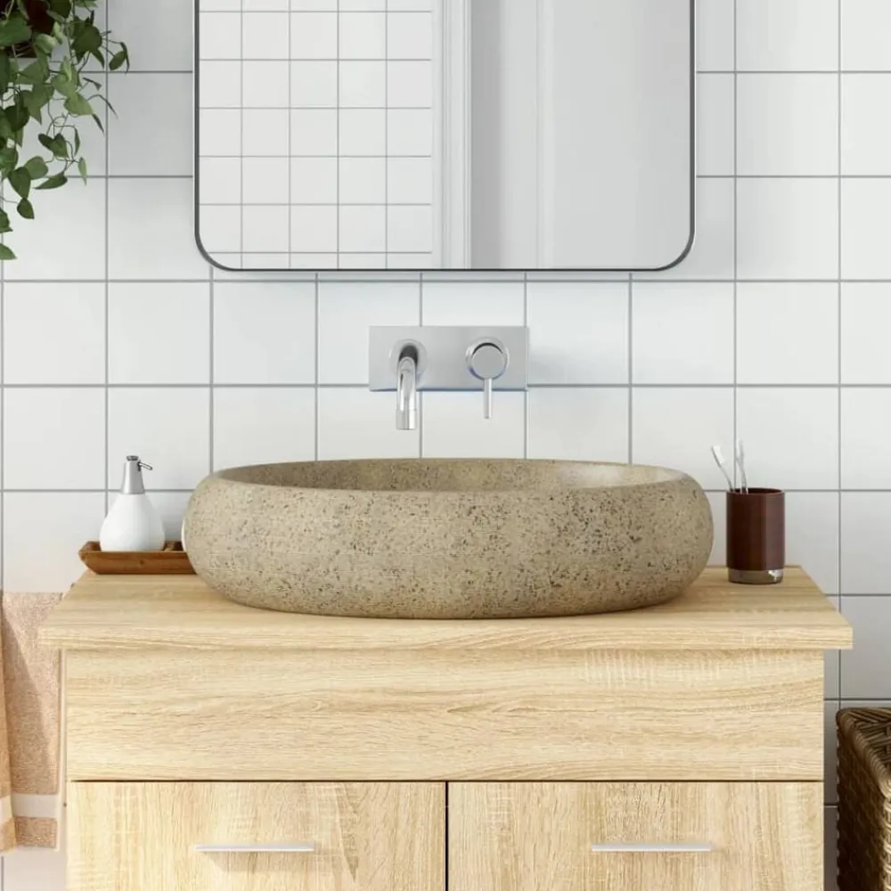 Opzetwasbak ovaal 59x40x15 cm keramiek kleurig>vidaXL Sale