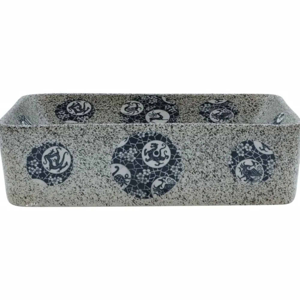 Sanitair & Loodgietersbenodigdheden*vidaXL Opzetwasbak rechthoekig 46x35,5x13 cm keramiek meerkleurig Multikleur