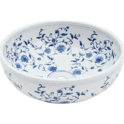 Sanitair & Loodgietersbenodigdheden*vidaXL Opzetwasbak rond Φ41x14 cm keramiek Wit en blauw
