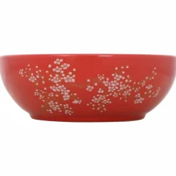 Sanitair & Loodgietersbenodigdheden*vidaXL Opzetwasbak rond Φ41x14 cm keramiek Wit en rood