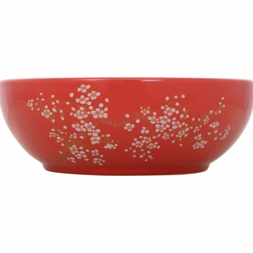 Sanitair & Loodgietersbenodigdheden*vidaXL Opzetwasbak rond Φ41x14 cm keramiek Wit en rood