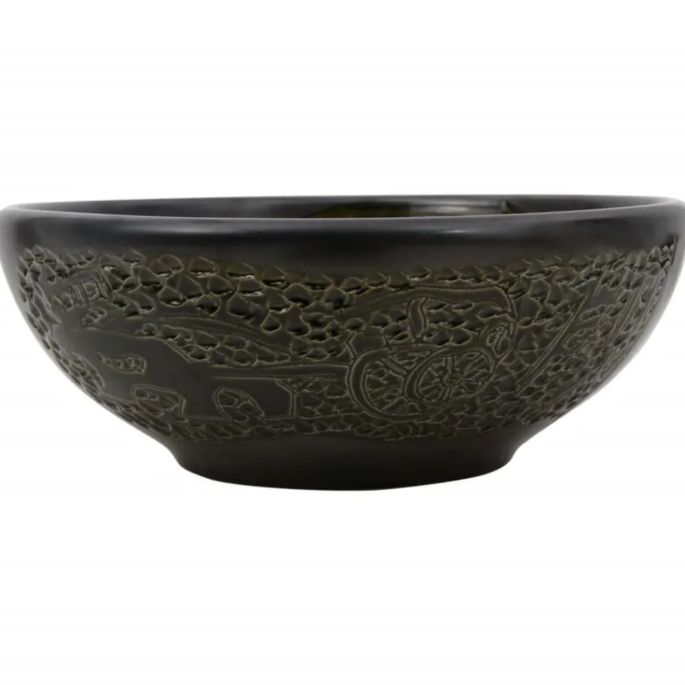 Sanitair & Loodgietersbenodigdheden*vidaXL Opzetwasbak rond Φ41x14 cm keramiek Zwart