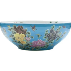 Sanitair & Loodgietersbenodigdheden*vidaXL Opzetwasbak rond Φ41x14 cm keramiek meerkleurig Blauw en geel