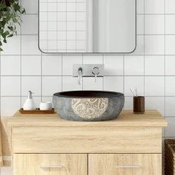 Sanitair & Loodgietersbenodigdheden*vidaXL Opzetwasbak rond Φ41x14 cm keramiek Zwart en bruin