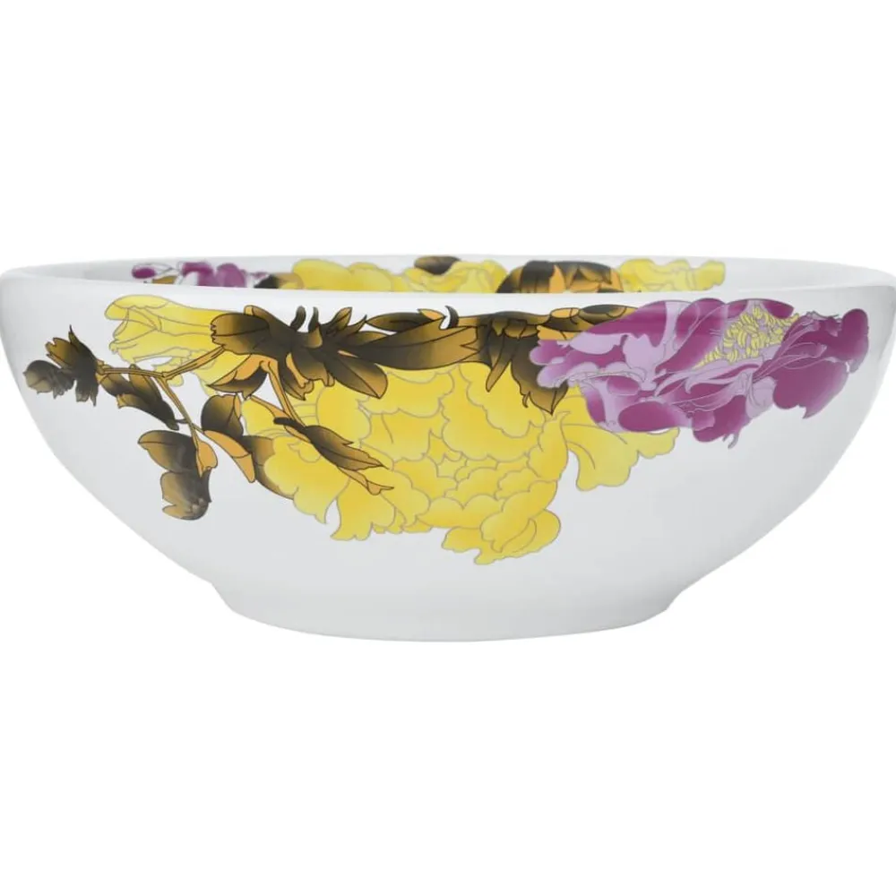 Sanitair & Loodgietersbenodigdheden*vidaXL Opzetwasbak rond Φ41x14 cm keramiek meerkleurig Geel en wit