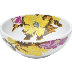 Sanitair & Loodgietersbenodigdheden*vidaXL Opzetwasbak rond Φ41x14 cm keramiek meerkleurig Geel en wit