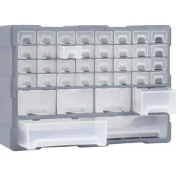 Bouwbeslag*vidaXL Organiser met 38 lades 52x16x37,5 cm Grijs