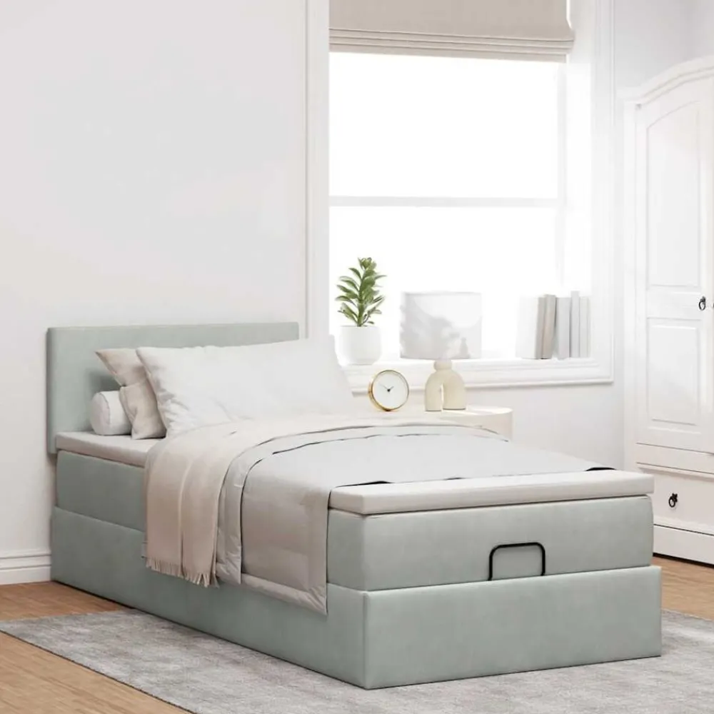 Bedden & Accessoires*vidaXL Ottoman bed met matras 80x200cm fluweel Lichtgrijs