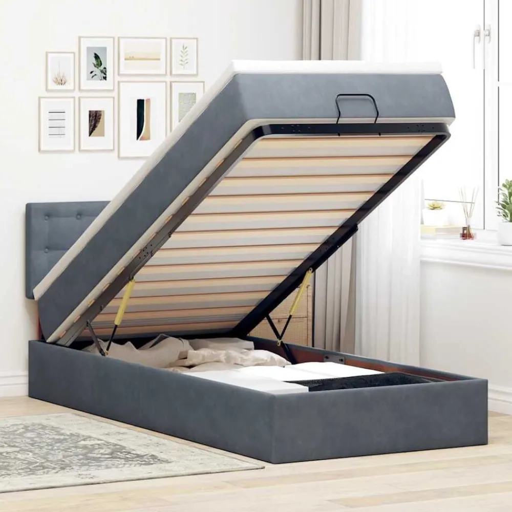 Bedden & Accessoires*vidaXL Ottoman bed met matras 80x200cm fluweel Donkergrijs