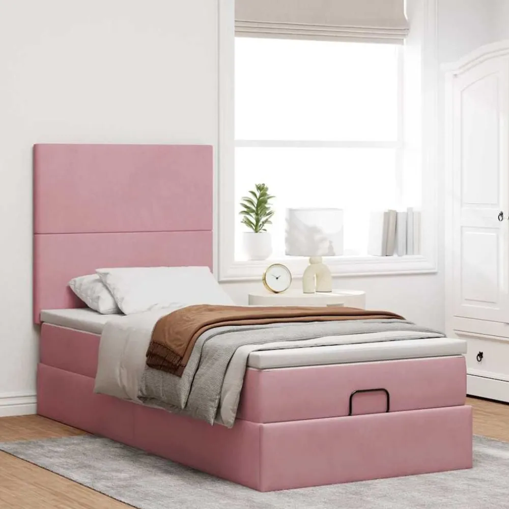 Bedden & Accessoires*vidaXL Ottoman bed met matrassen 80x200cm fluweel Roze
