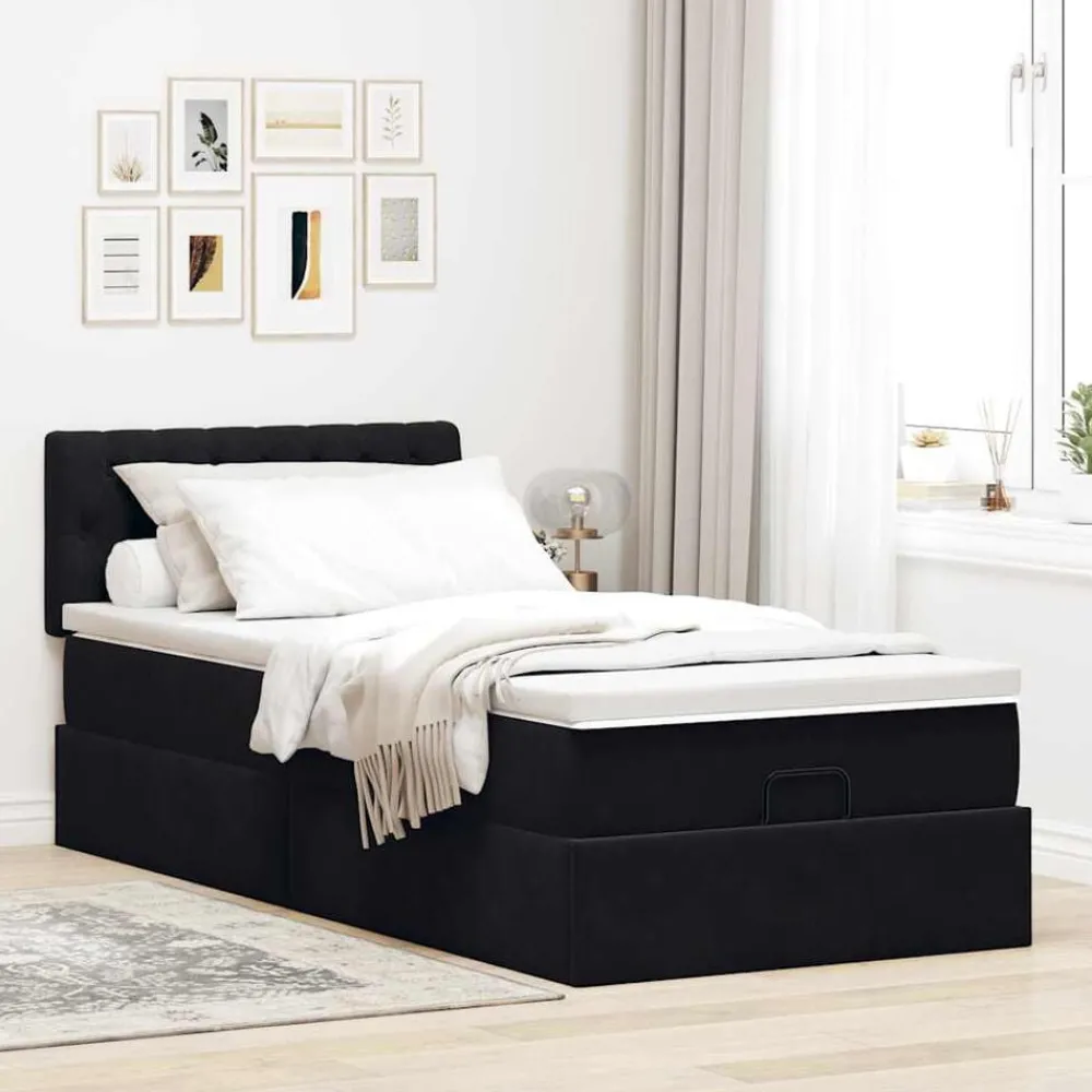 Ottoman bed met matras 80x200cm fluweel>vidaXL New