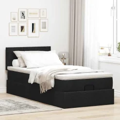 Bedden & Accessoires*vidaXL Ottoman bed met matras 80x200cm stof Zwart