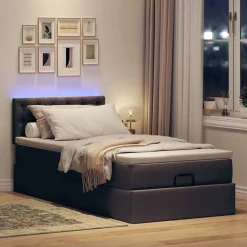 Ottoman bed met matras en LED's 80x200cm stof><noscript><img width=