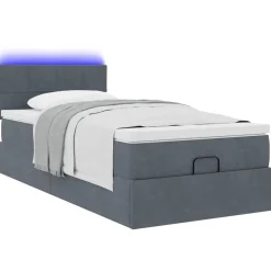 Bedden & Accessoires*vidaXL Ottoman bed met matras en LED's 80x200cm fluweel Donkergrijs