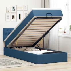Ottoman bed met matras 80x200cm stof>vidaXL Hot