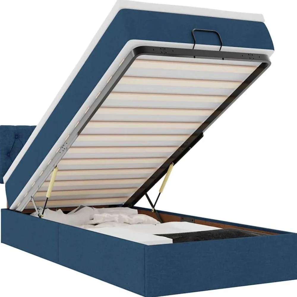 Bedden & Accessoires*vidaXL Ottoman bed met matras en LED's 80x200cm stof Blauw