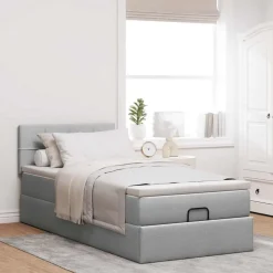 Bedden & Accessoires*vidaXL Ottoman bed met matras 80x200cm stof Lichtgrijs