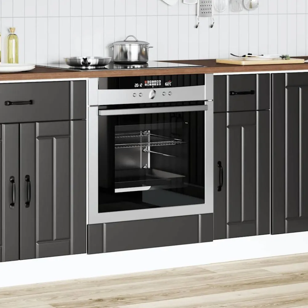 Kasten & Opbergmeubelen*vidaXL Ovenkast Lucca bewerkt hout Zwart
