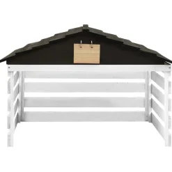 Tuin & Gazon*vidaXL Overkapping voor grasmaaier 78x74x54 cm vurenhout Zwart en wit