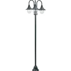 Verlichting*vidaXL Paalverlichting tuin E27 220 cm aluminium 3-delig Donkergroen
