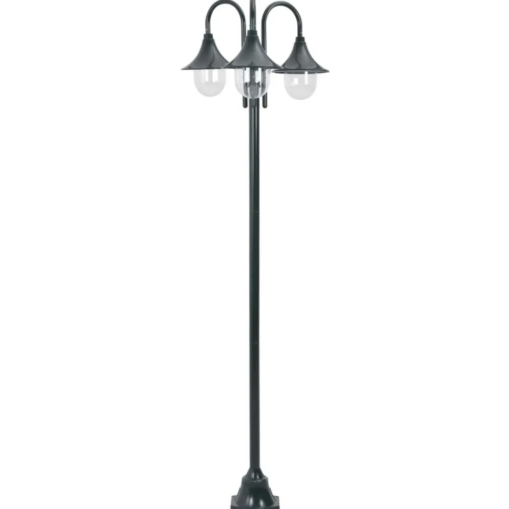 Verlichting*vidaXL Paalverlichting tuin E27 220 cm aluminium 3-delig Donkergroen