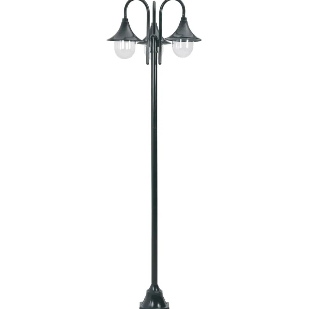 Verlichting*vidaXL Paalverlichting tuin E27 220 cm aluminium 3-delig Donkergroen