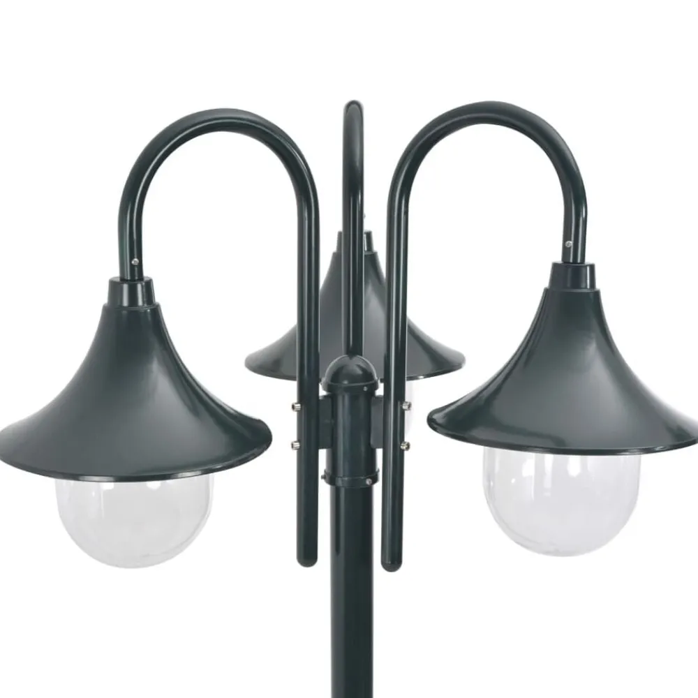 Verlichting*vidaXL Paalverlichting tuin E27 220 cm aluminium 3-delig Donkergroen