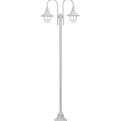 Verlichting*vidaXL Paalverlichting tuin E27 220 cm aluminium 2-delig Wit