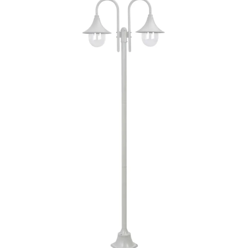 Verlichting*vidaXL Paalverlichting tuin E27 220 cm aluminium 2-delig Wit