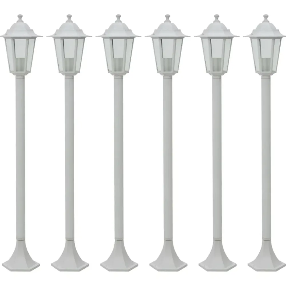 Verlichting*vidaXL Paalverlichting voor tuin E27 110 cm aluminium 6 st Wit