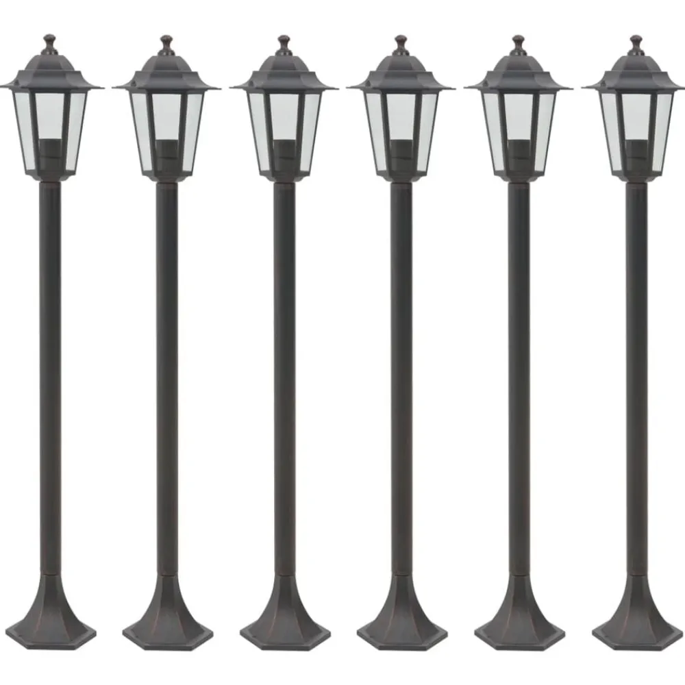 Verlichting*vidaXL Paalverlichting voor tuin E27 110 cm aluminium 6 st Brons