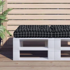 Woon- & Tuinaccessoires*vidaXL Palletkussen ruitpatroon 50x50x12 cm stof zwart Zwart ruitpatroon