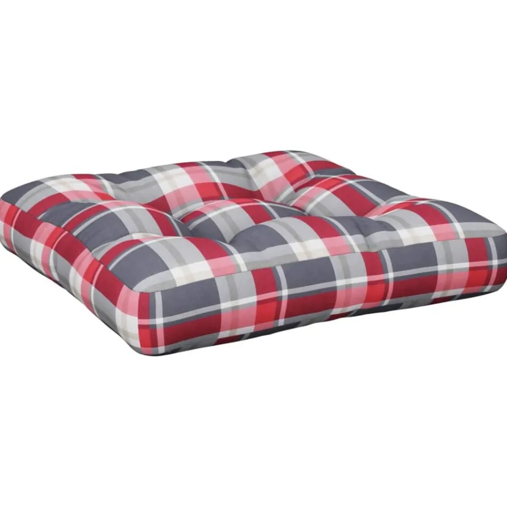 Woon- & Tuinaccessoires*vidaXL Palletkussen 50x50x12 cm stof ruitpatroon rood Rood ruitpatroon