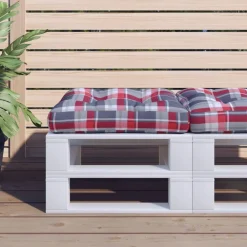 Woon- & Tuinaccessoires*vidaXL Palletkussen 50x50x12 cm stof ruitpatroon rood Rood ruitpatroon