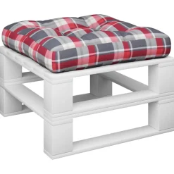 Woon- & Tuinaccessoires*vidaXL Palletkussen 50x50x12 cm stof ruitpatroon rood Rood ruitpatroon