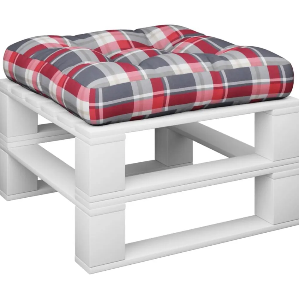 Woon- & Tuinaccessoires*vidaXL Palletkussen 50x50x12 cm stof ruitpatroon rood Rood ruitpatroon