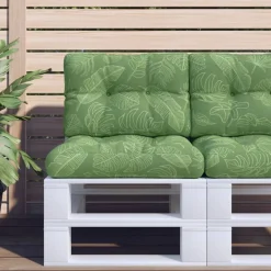Woon- & Tuinaccessoires*vidaXL Palletkussens 2 st stof bladpatroon Bladontwerp