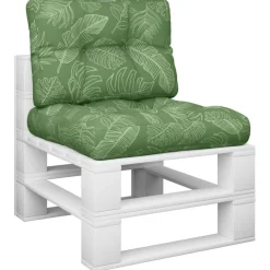 Woon- & Tuinaccessoires*vidaXL Palletkussens 2 st stof bladpatroon Bladontwerp