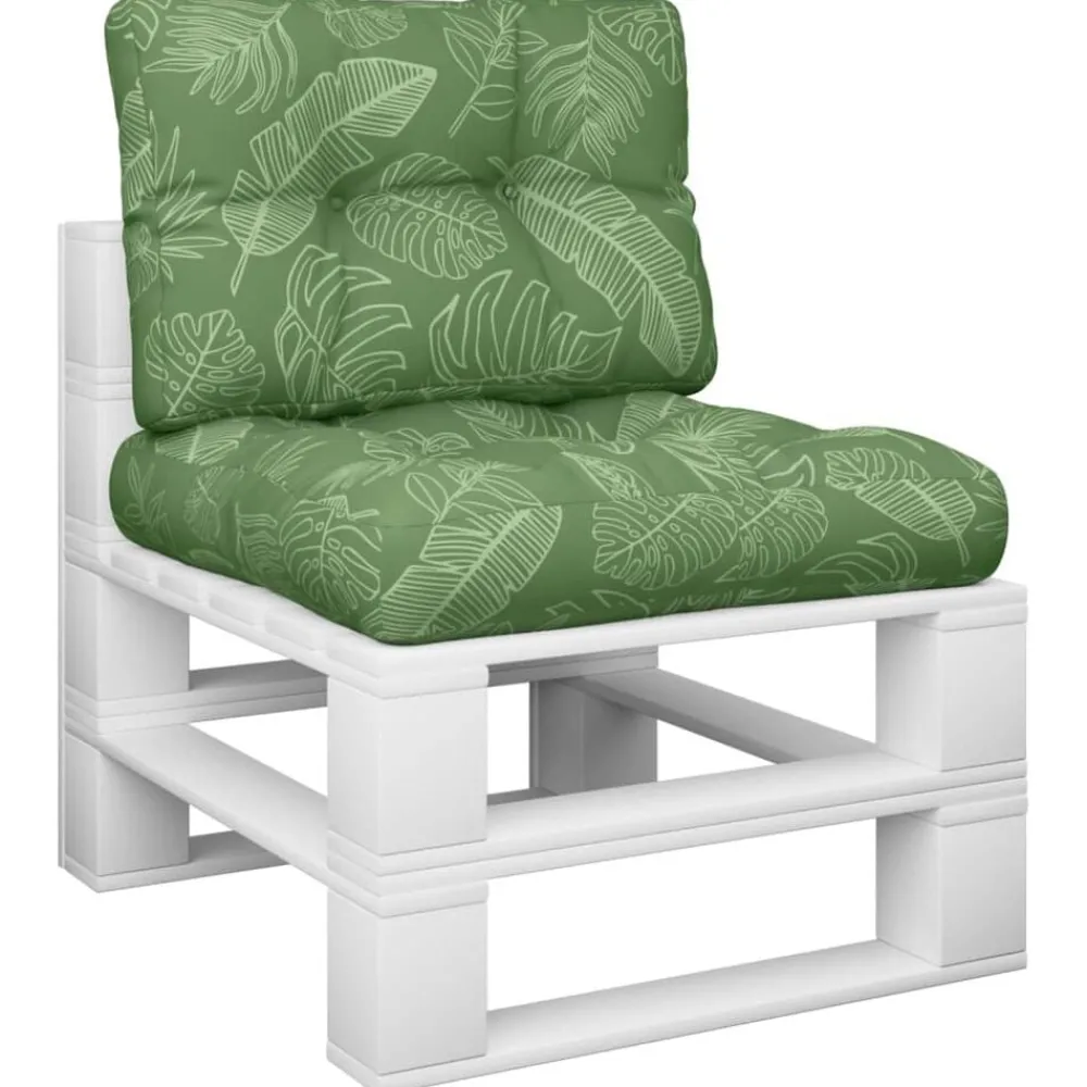 Woon- & Tuinaccessoires*vidaXL Palletkussens 2 st stof bladpatroon Bladontwerp