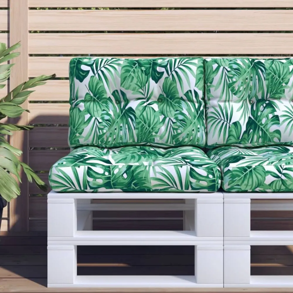 Woon- & Tuinaccessoires*vidaXL Palletkussens 2 st stof Bladpatroon
